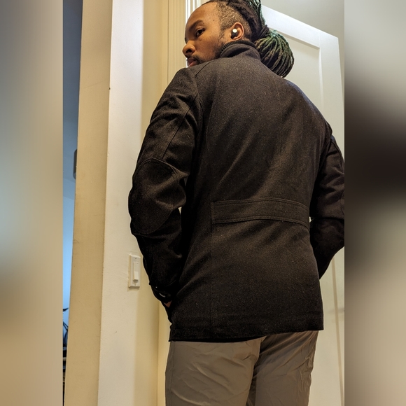 Express 4-Pocket Wool Military Coat (Medium, Charcoal) - Picture 4 of 10